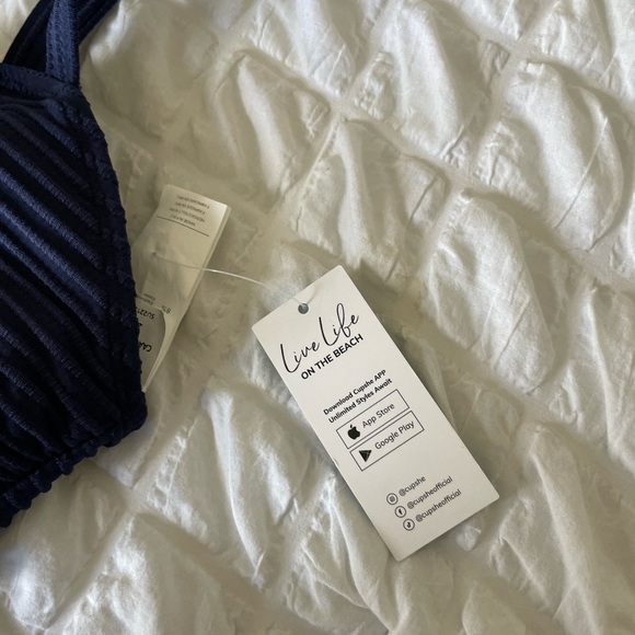 Cupshe Blue Ribbed Swim Bra - Picture 2 of 8